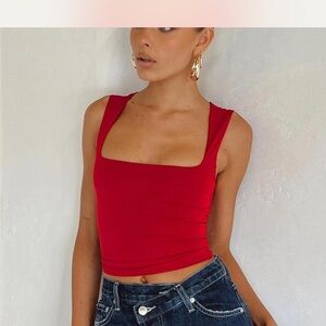 Princess Polly Red Square Neck Crop Top